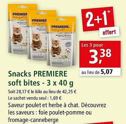 snacks première soft bites - 3 x 40 g