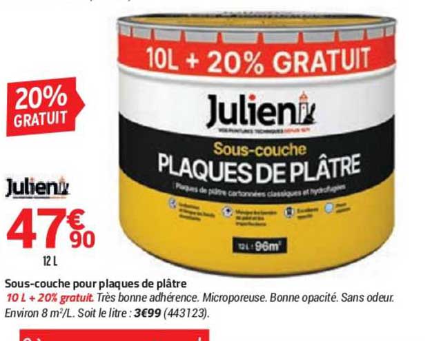 sous-couche pour plaques de plâtre julien