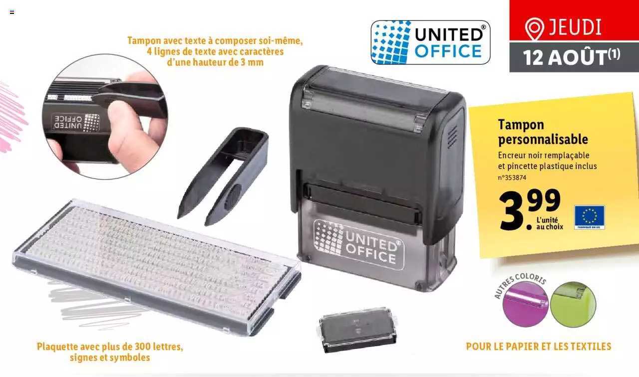 tampon personnalisable united office