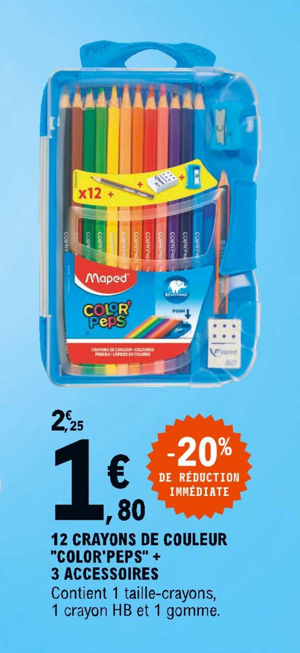 12 Crayons De Couleur "color'peps" + 3 Accessoires Maped