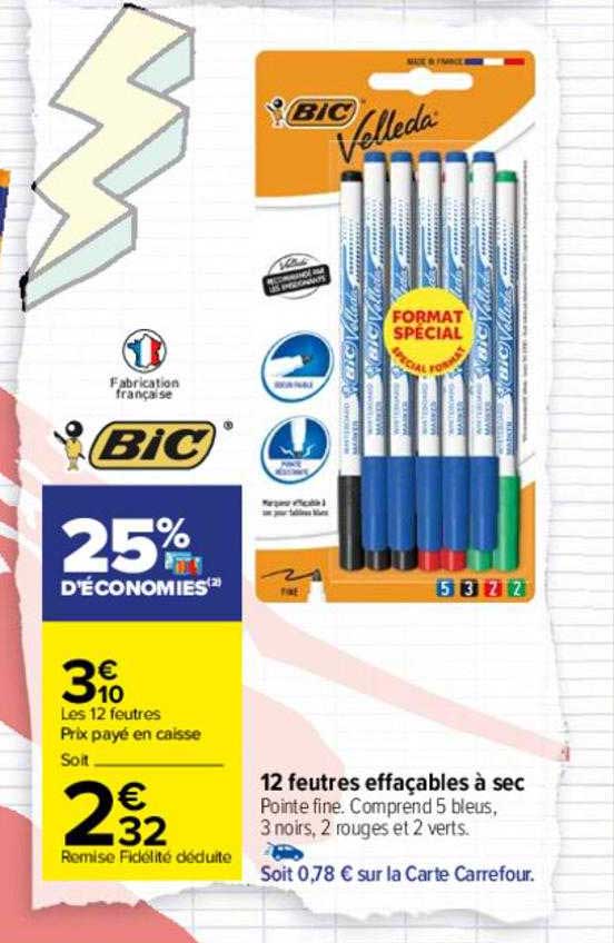 12 Feutres Effaçables à Sec