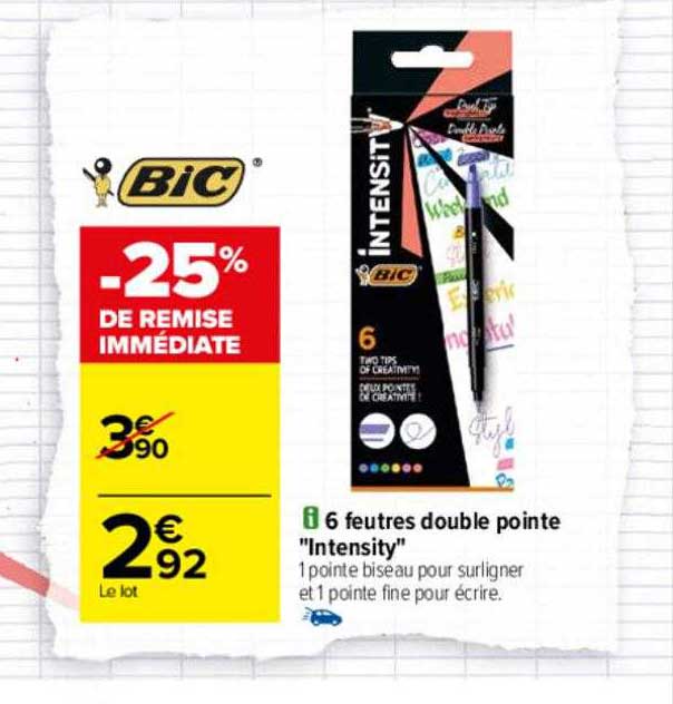 6 Feutres Double Pointe "intensity" Bic