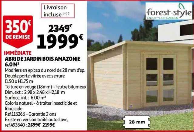 abri de jardin bois amazonie 6.0 m² forest-style