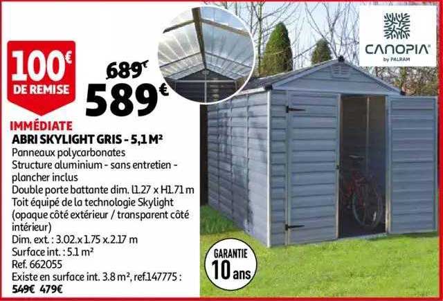 abri skylight gris - 5,1 m² canopia