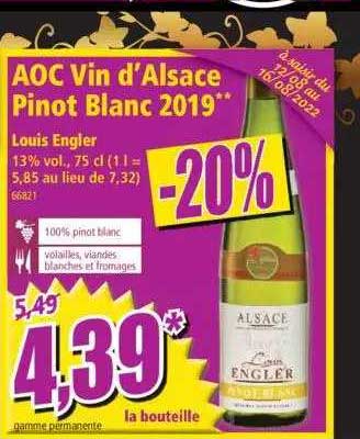 aoc vin d'alsace pinot blanc 2019 louis engler
