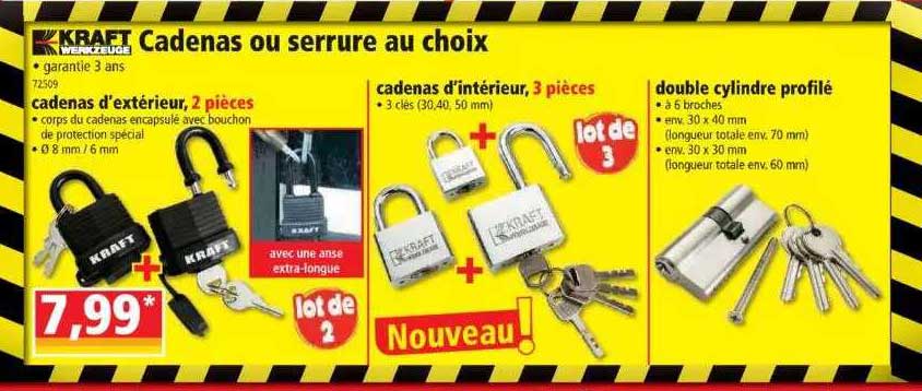 cadenas ou serrure au choix kraft werkzeuge