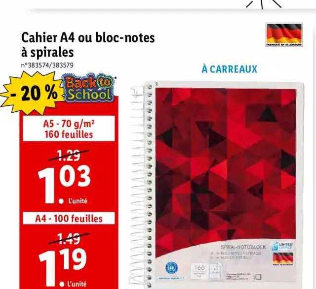 cahier a4 ou bloc-notes à spirales