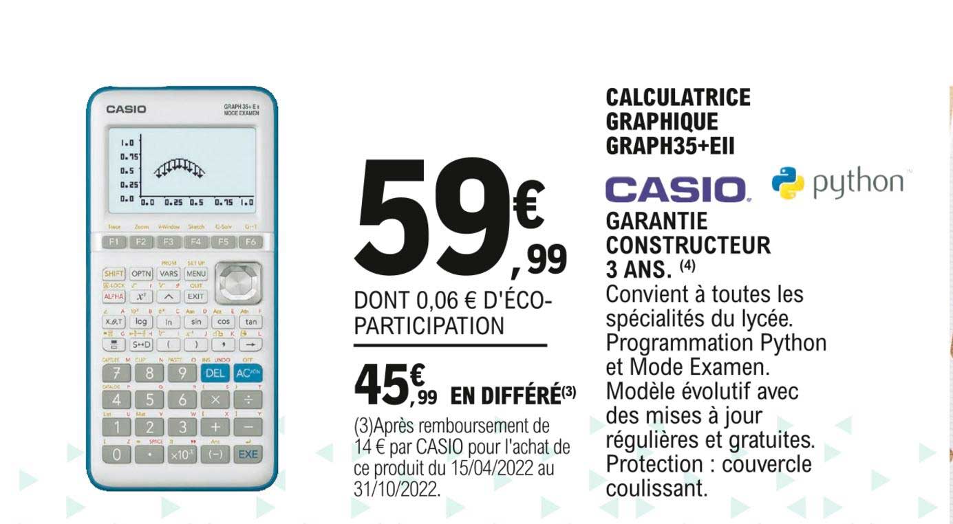 Calculatrice Graphique Graph35+eII Casio