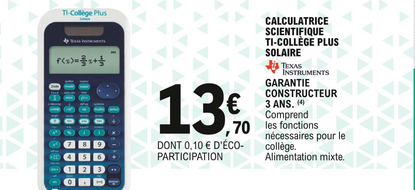 calculatrice scientifique ti-collège plus solaire texas intruments