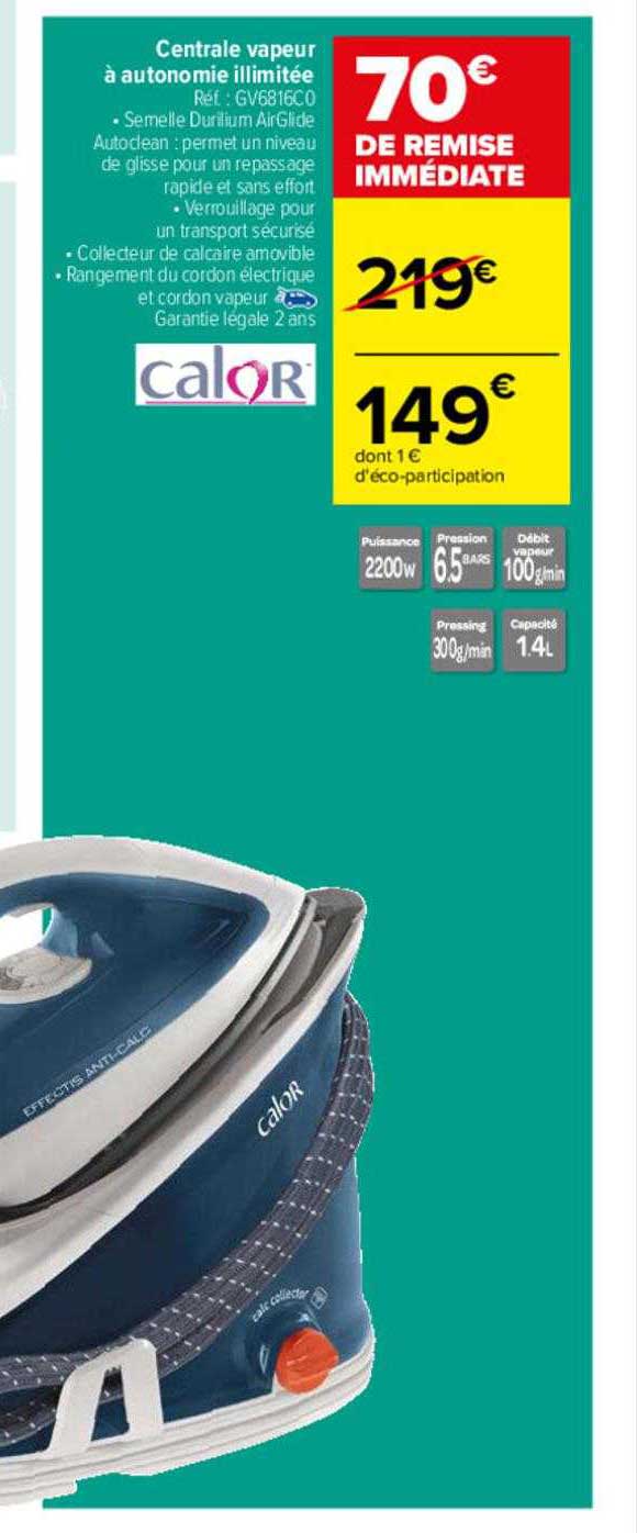 central vapeur à autonomie illimité calor