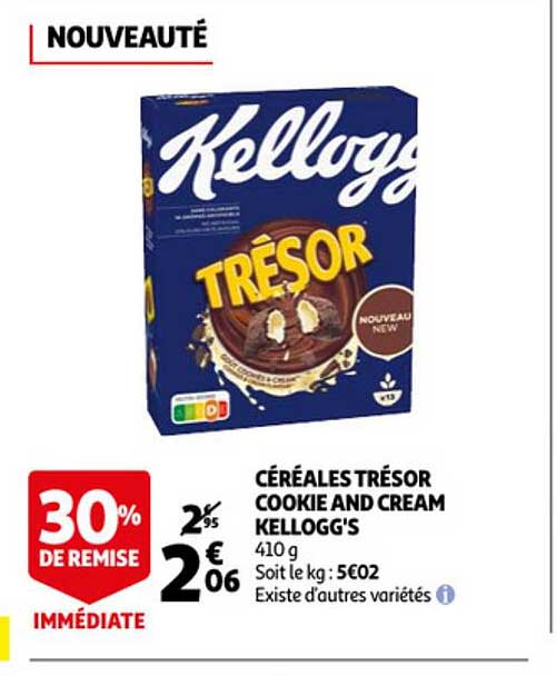 Céréales Trésor Cookie And Cream Kellogg's