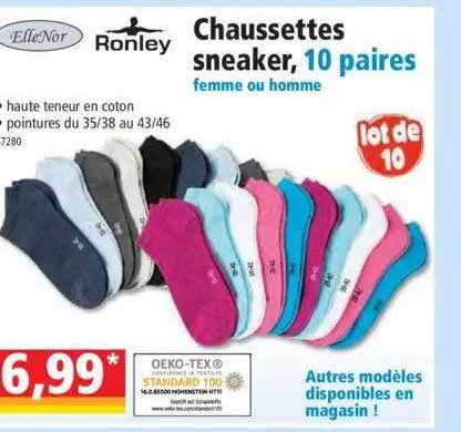 chaussettes sneaker, 10 paires elleNor, ronley