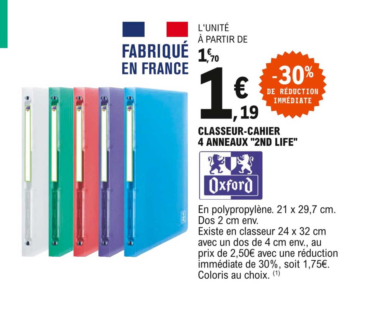 classeur-cahier 4 anneaux "2nd life"