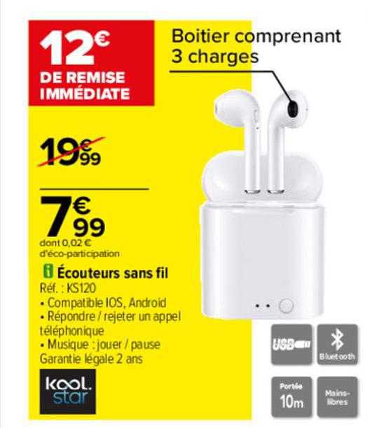 écouteur écouteurs sans fil kool star
