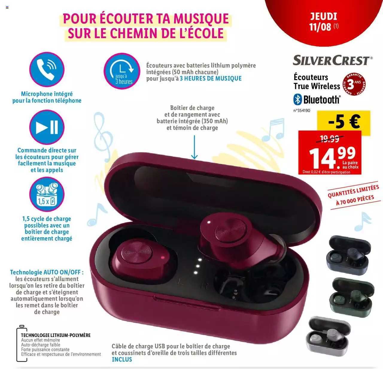 écouteurs true wireless silver crest