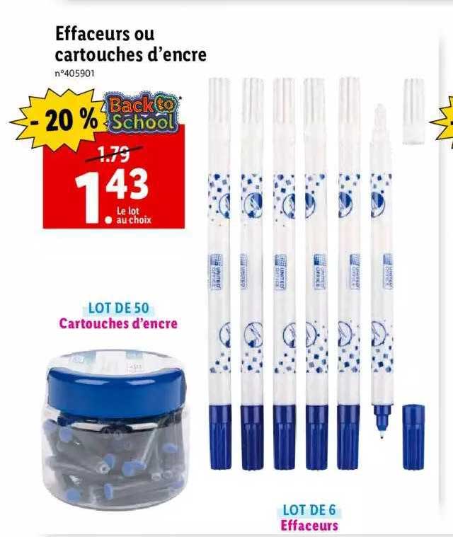 effaceurs ou cartouches d'encre