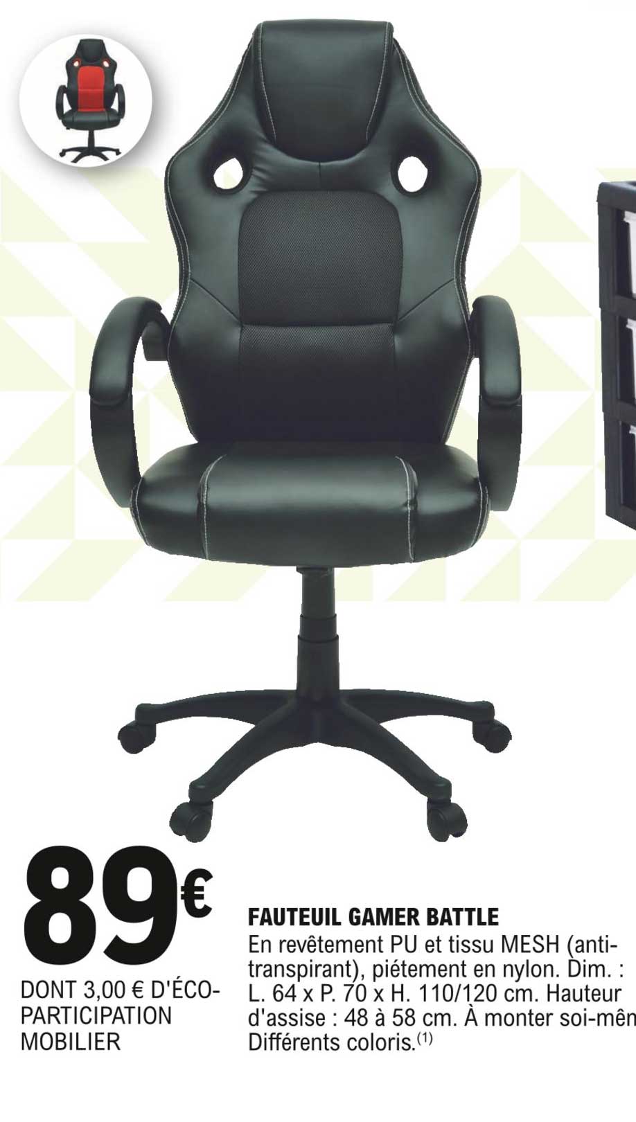 fauteuil gamer battle