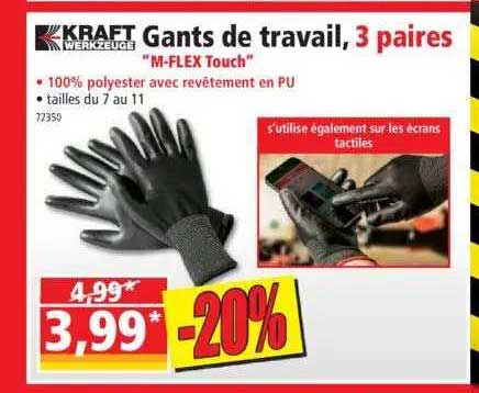 gants de travail, 3 paires kraft werkzeuge