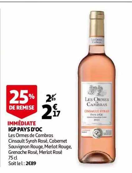igp pays d'oc les ormes de cambras cinsault syrah rosé