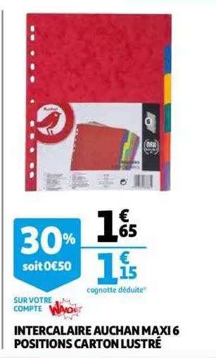 intercalaire auchan max 6 positions carton lustré