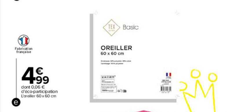 L'oreiller 60 X 60 Cm