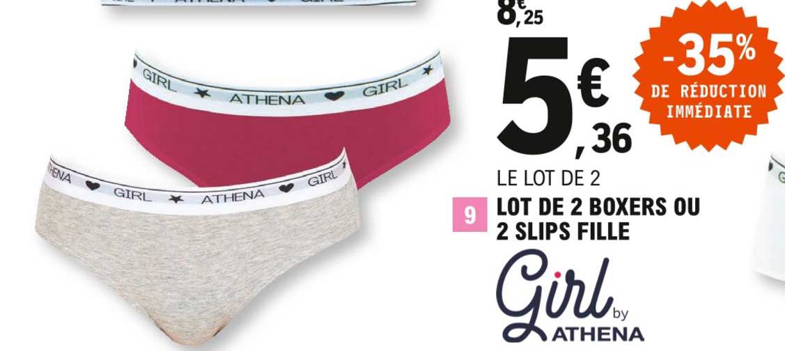 lot de 2 boxers ou 2 slips fille girl by athena