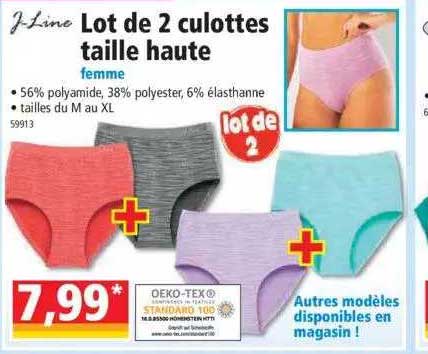 lot de 2 culottes taille haute femme j-line