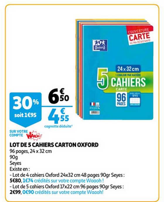 Lot De 5 Cahiers Carton Oxford