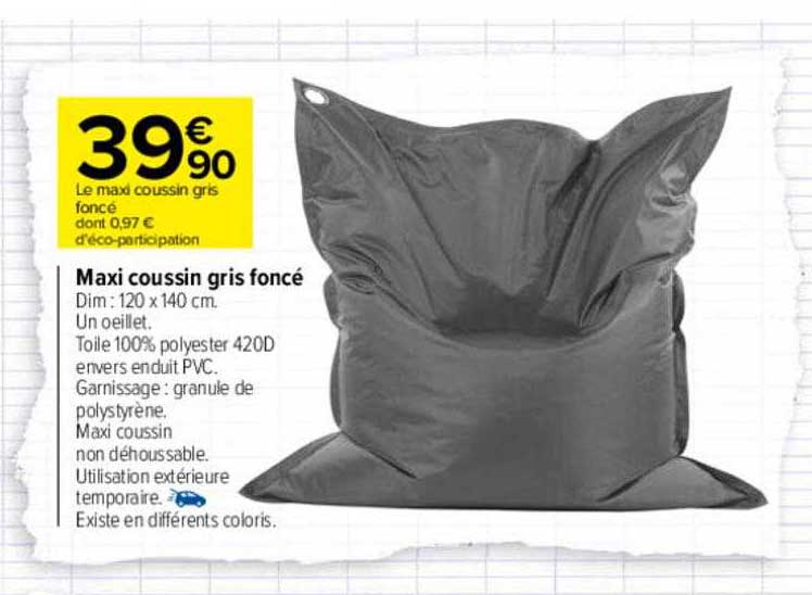 maxi coussin gris foncé