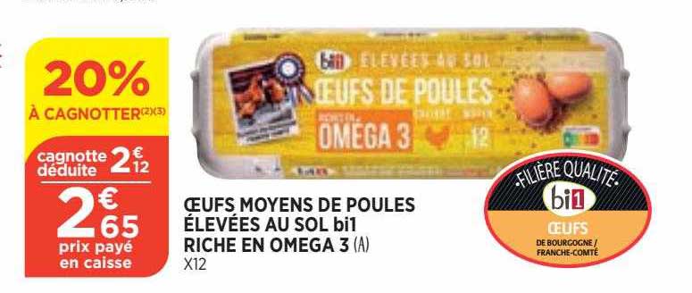 oeufs moyens de poules élevées au sol bi1 riche en oméga 3