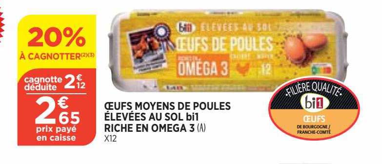 oeufs moyens de poules élevées au sol bi1 riche en oméga 3