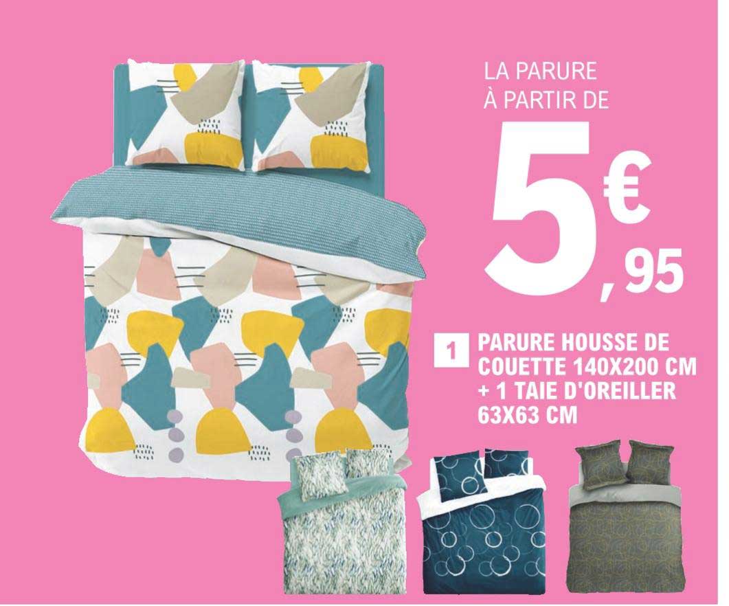 parure housse de couette 140 x 200 cm + 1 taie d'oreiller 63 x 63 cm