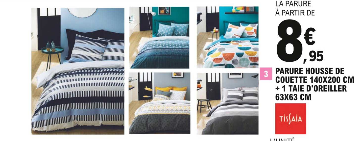 parure housse de couette 140 x 200 cm + 1 taie d'oreiller 63 x 63 cm