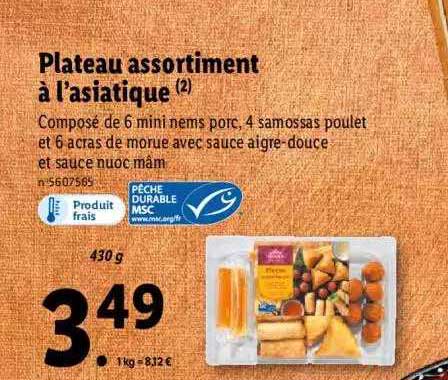 plateau assortiment à l'asiatique