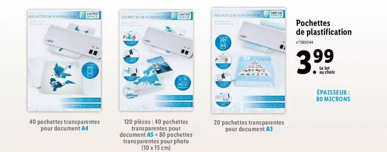 pochettes de plastification united office