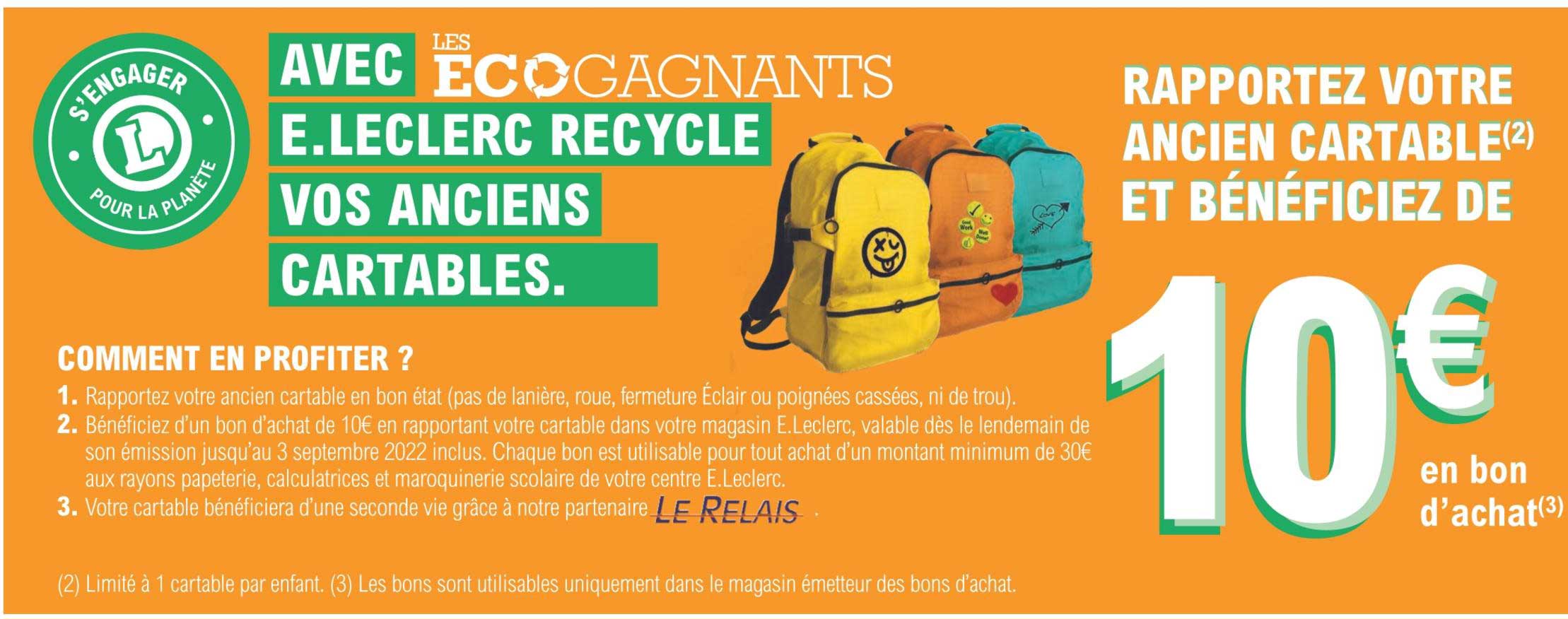 rapportez votre ancien cartable et bénéficiez de 10€