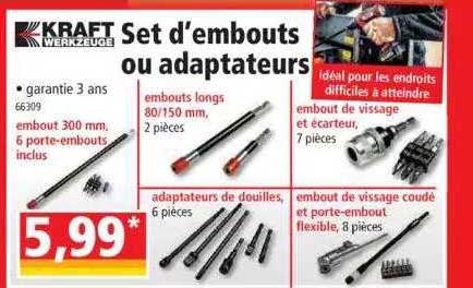 set d'embouts ou adaptateurs kraft werkzeuge