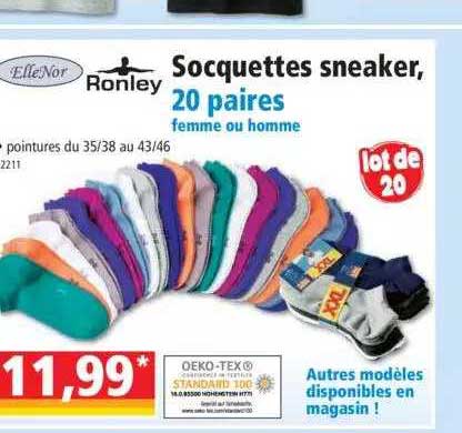 Socquettes Sneaker, 20 Paires ElleNor, Ronley