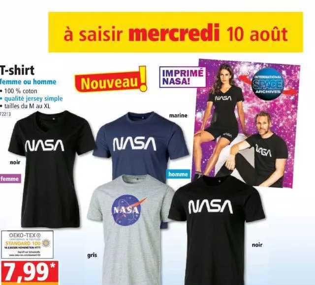 t-shirt femme mou homme nasa