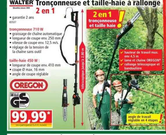 tronçonneuse et taille-haie à rallonge walter
