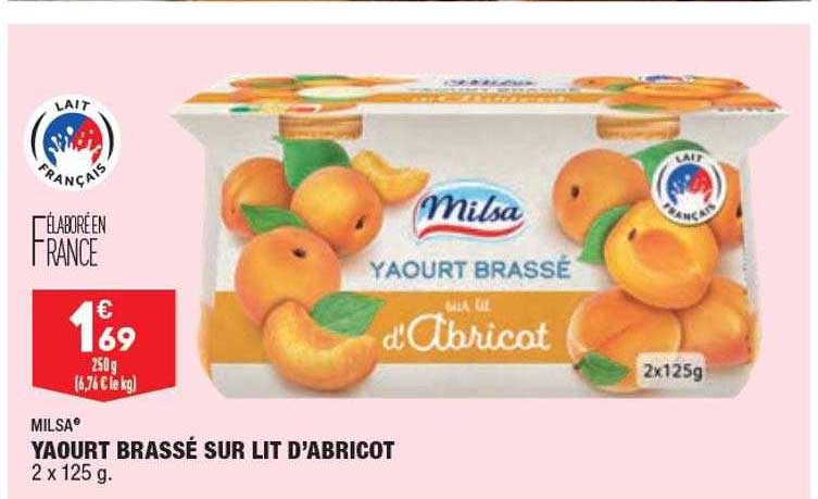 yaourt brassé sur lit d'abricot milsa