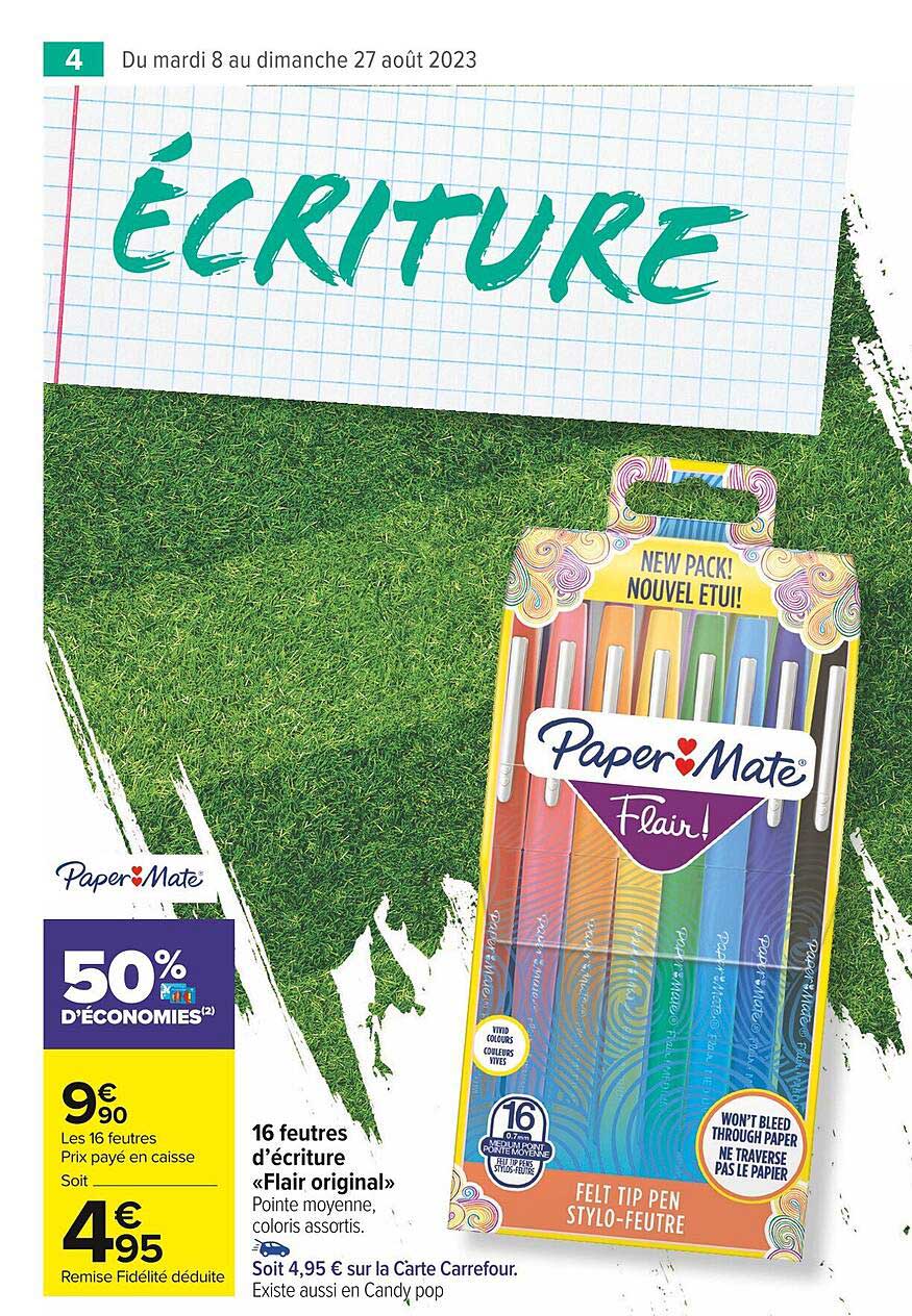 16 Feutres D'écriture «flair Original» Paper Mate