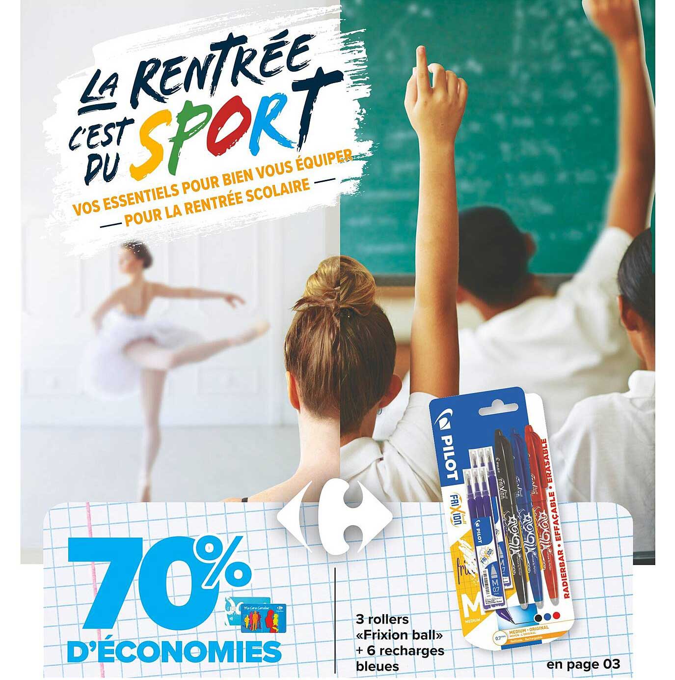 3 Rollers «frixion Ball» + 6 Recharges Bleues Pilot