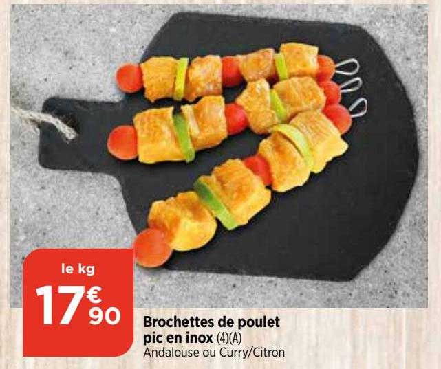brochettes de poulet pic en inox
