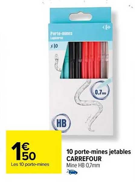 10 porte-mines jetables carrefour