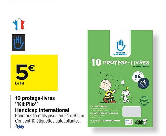 10 protège-livres "kit plio" handicap international