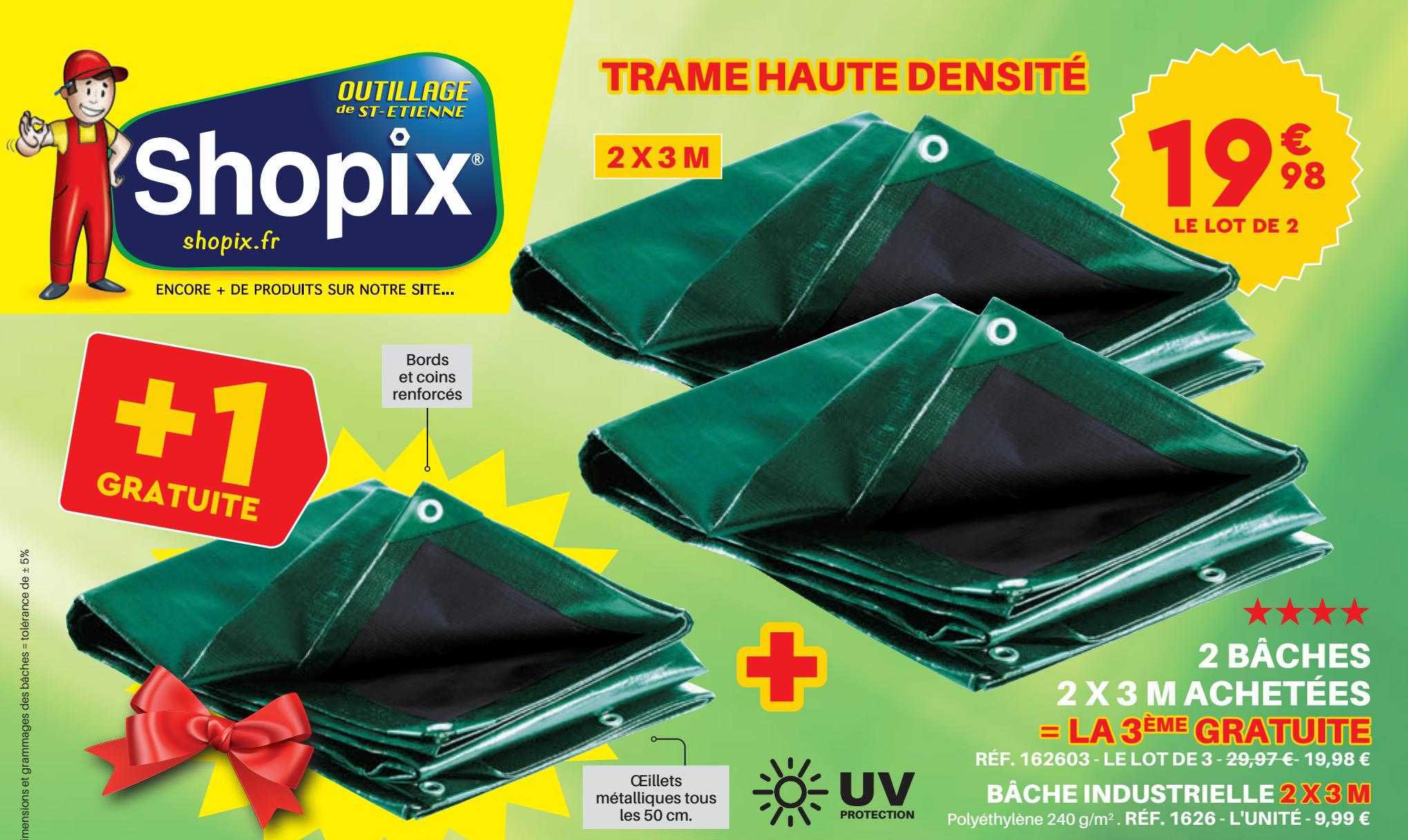 2 bâches 2 x 3 m achetées, bâche industrielle 2 x 3m