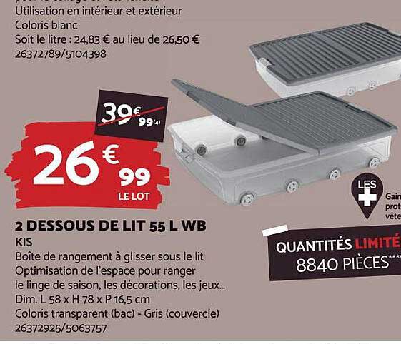 2 dessous de lit 55l wb kis