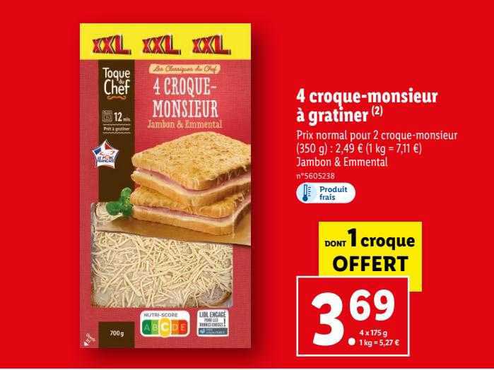 4 croque-monsieur à gratiner toque du chef