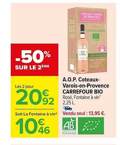 a.o.p. côteaux-varois-en-provence carrefour bio